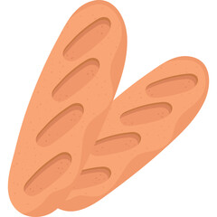 Two golden brown French baguettes with scored tops on a transparent background ART 05 401