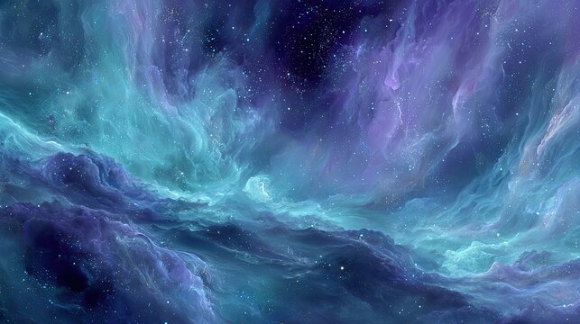 Colorful Space Nebula With Stars