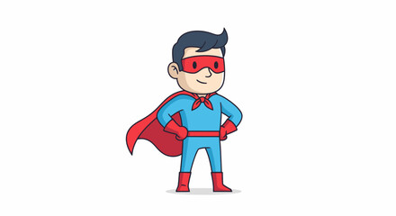 Cartoon superhero character standing confidently with cape illustration design
