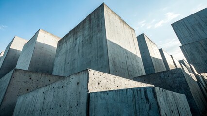 Concrete blocks create a striking and thought-provoking landscape in Berlin's memorial during a sunny day