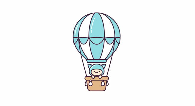 Whimsical balloon adventure illustration with cute character for children's book design