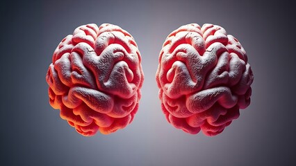 hemispheres. Abstract illustration of brain hemispheres showcasing creativity and logic with soft gradient lighting. wellbeing guides.
