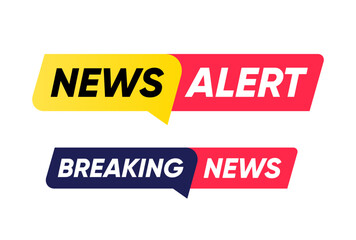 News Alert and Breaking News Speech Bubble Label Banner Set