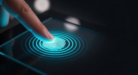 Fingerprint scanning on a digital device for security access.