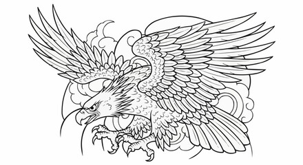 Majestic Eagle with Spread Wings in Dynamic Pose.