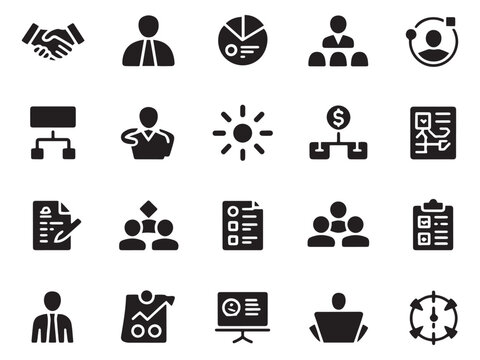 Collection of diverse business and organization glyph icons for professional use - Powered by Adobe
