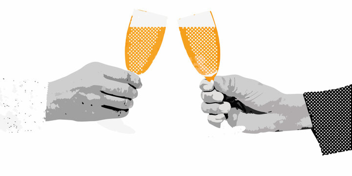Toast to success two hands clinking champagne glasses in celebration