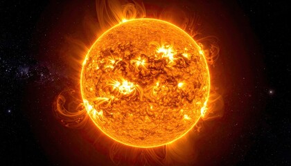 The Suns Fiery Surface - A Glimpse into Our Stars Intense Power.