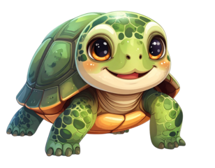  Cute Cartoon Turtle Walking With Smile transparent background png