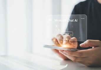Person using AI chatbot on smartphone for information retrieval.