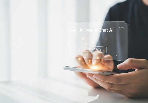 Person using AI chatbot on smartphone for information retrieval.