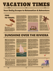 Travel newspaper front page Vacation Times