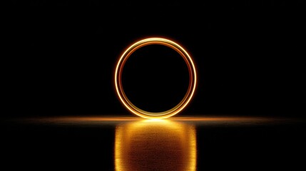 Luminous Golden Ring Hovering in Boundless Void with Warm Ethereal Glow and Surreal Minimalism
