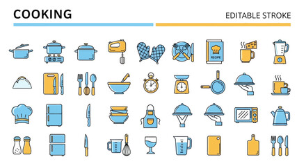 Vector icons celebrating various events and holidays with gift boxes, music, and food, perfect for invitations and decorations