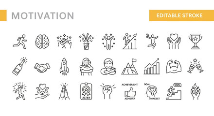 Vector icons celebrating various events and holidays with gift boxes, music, and food, perfect for invitations and decorations
