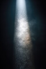 Dramatic Cinematic Abstract Scene Featuring Pure Light Piercing Pitch-Black Space
