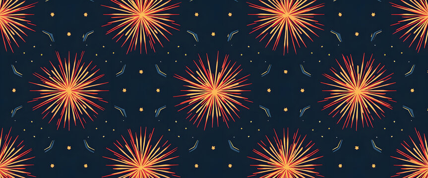 Festive firework pattern on a dark blue background for celebrations and events - Powered by Adobe