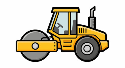 Cartoon road roller icon, flat modern vector
