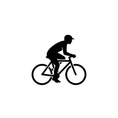 Obraz premium Silhouette of a cyclist riding a bicycle outdoor for exercise and recreational activities
