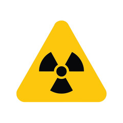 Fototapeta premium Radioactive hazard symbol yellow warning triangle sign isolated vector illustration Vector, illustration
