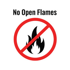 No open flames warning sign icon | fire prohibition symbol | safety & hazard prevention Vector, illustration