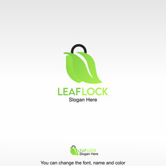 Leaf Lock Logo Template Design Vector