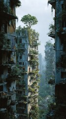 Post-Apocalyptic Urban Ruins Slowly Reclaimed by Nature
