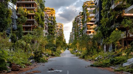 Abandoned City Overtaken by Creeping Ivy and Silent Decay
