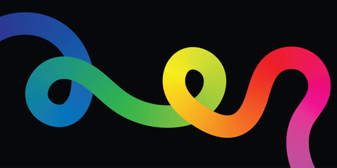 Colorful Gradient Abstract Ribbon Wave Background. Vibrant Spectrum Loop Design.