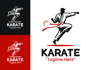 Karate Logo High Kick Motion Emblem