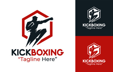 Kickboxing Logo Dynamic Combat Sport Identity