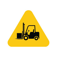 Forklift truck warning sign vector illustration: industrial safety, logistics, warehouse operations, danger symbol Vector, illustration