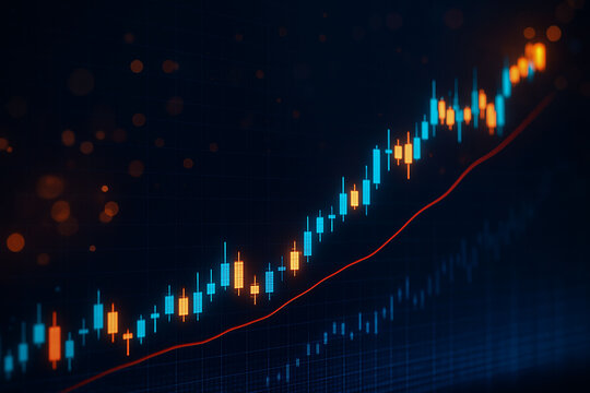 Futuristic Neon Candlestick Chart and Financial Trading Visualization in 4K