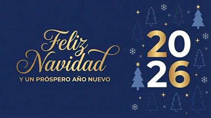 Feliz Navidad Y Prospero A&ntilde;o Nuevo 2026 Elegant Holiday Greeting