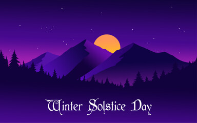 Obraz premium Winter Solstice Day theme poster or banner. Great for Posters, Banners, campaigns, greeting cards and social media. Vector Illustrations.