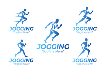 5 Jogging Logo Set Running Fitness Outdoor Activity Collection