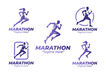 5 Marathon Logo Set Long Distance Running Identity Collection