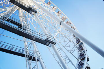 White viewing circle on a blue sky background