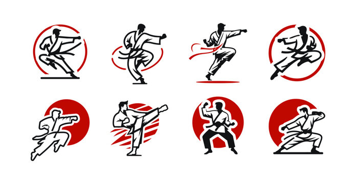 8 Karate Logo Set Martial Arts Discipline Combat Identity Collection