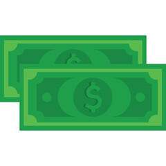 Two Green United States Dollar Bills With A Dollar Sign On A Transparent Background Illustrating Wealth Financial Success And Economic Growth