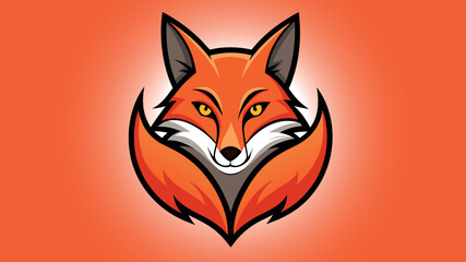 Obraz premium Stylized orange fox head logo inside an oval frame
