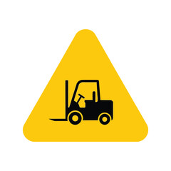 Yellow forklift warning sign vector icon   industrial hazard safety symbol Vector, illustration