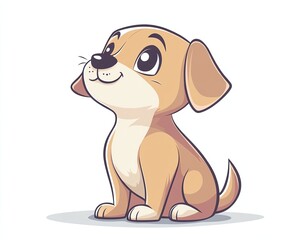 Naklejka premium Cute cartoon dog with expressive eyes and smile.