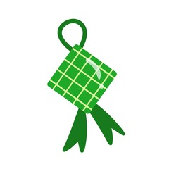 Ketupat Icon flat Illustration. Ramadan Food Icon Concept. Ramadan green ketupat. Ketupat Illustration For Celebrate Eid Mubarak