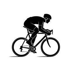 Obraz premium Sleek monochrome cyclist silhouette depicting endurance and the thrill of competitive cycling