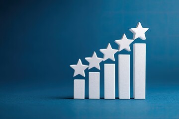 White stars on rising bar graph