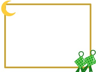 Ketupat line frame. Ramadan frame border. Rectangle frame with ketupat for ramadan greeting card.