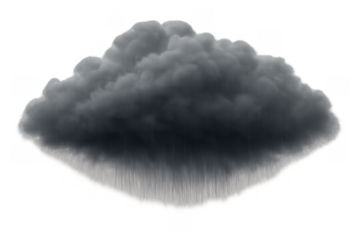 Dark storm cloud bringing heavy rain and downpour, indicating bad weather on transparent background