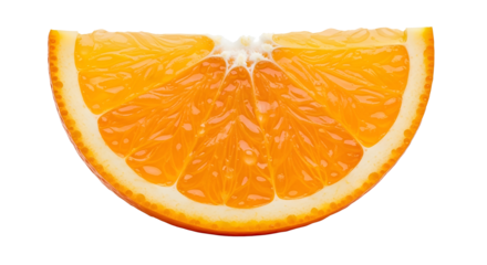 Zesty Citrus Slice: A vibrant, close-up shot of a juicy orange slice, showcasing the fruit's natural color, texture and inviting freshness. 
