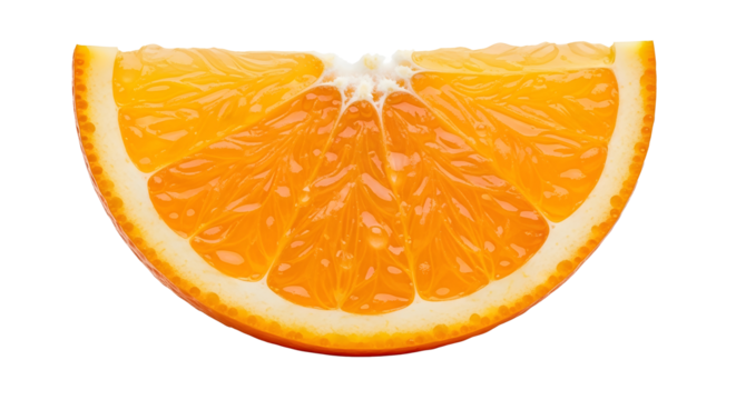Zesty Citrus Slice: A vibrant, close-up shot of a juicy orange slice, showcasing the fruit's natural color, texture and inviting freshness. 